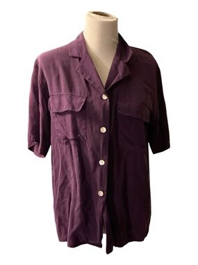 Men's Short Sleeve Button-Up Shirt in Deep Plum